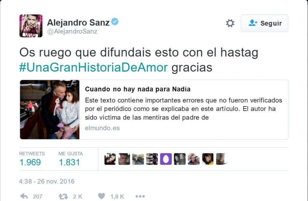 imagen de la cuenta Twitter de Alejandro Sanz dilema entre periodismo y ética imagen de la cuenta Twitter de Alejandro Sanz dilema entre periodismo y ética